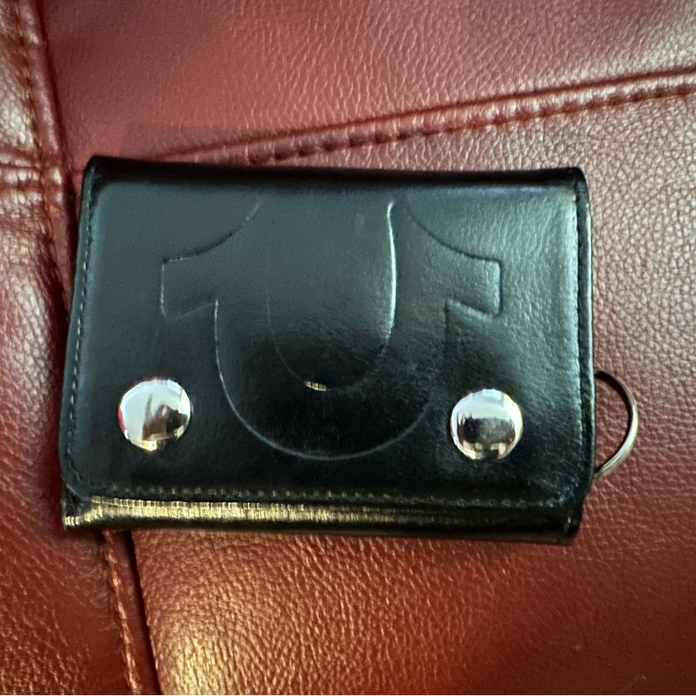 Black Leather Wallet with Silver Accents